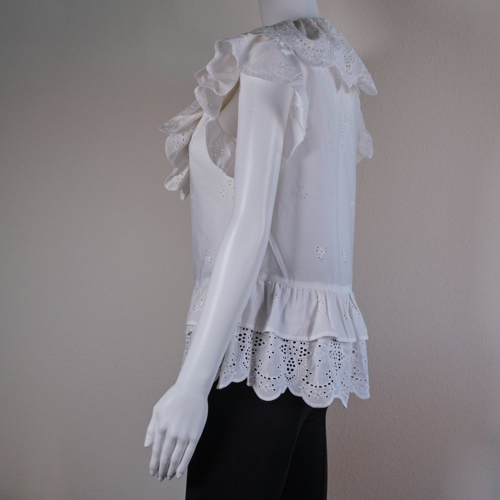 7 FOR ALL MANKIND: RUFFLE EYELET TOP - Picture 5 of 8